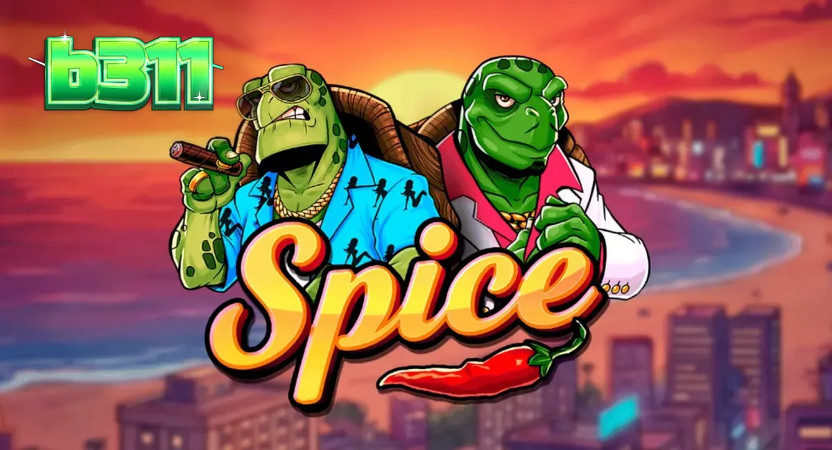 Interface vibrante do slot Spice com temática de tartarugas e estilo vaporwave